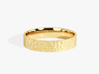 4.0MM Classic Flat Wedding Hammered Band For Women in Solid Gold