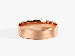 5.0MM Beveled Wedding Brushed Band For Women in Solid Gold