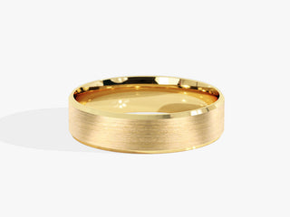 Alliance de mariage biseautée brossée de 5,0 mm pour femme en or massif 