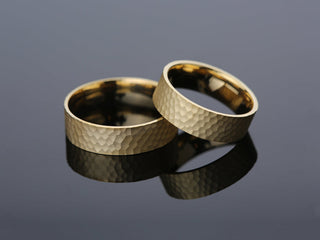 6.0MM Hammered Wedding Flat Band For Women, Anniversary Gift