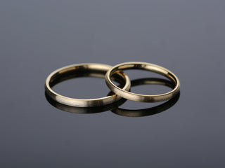 2.0MM Classic Dome Brushed Wedding Band For Women, Solid Gold