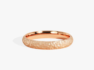 3.0MM Dome Wedding Hammered Band For Women in Solid Gold