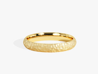 3.0MM Dome Wedding Hammered Band For Women in Solid Gold