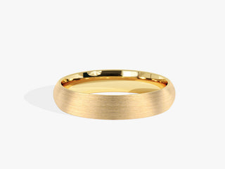 Alliance de mariage classique en forme de dôme brossé de 4,0 mm pour femme en or massif