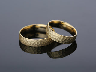 5.0MM Hammered Wedding Dome Band For Women in Solid Gold