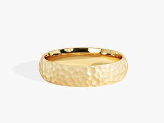 5.0MM Hammered Wedding Dome Band For Women in Solid Gold