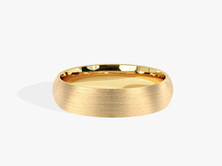 5.0MM Classic Dome Wedding Brushed Band For Women in Solid Gold