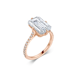 Bague de fiançailles personnalisée avec diamant émeraude F-VS1 de 5 carats