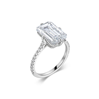 Bague de fiançailles personnalisée avec diamant émeraude F-VS1 de 5 carats