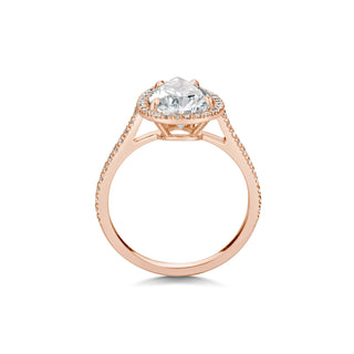 Bague de fiançailles avec halo et pavé de diamants en forme de poire de 2 ct F-VS1