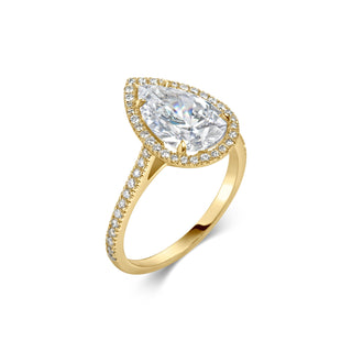 Bague de fiançailles avec halo et pavé de diamants en forme de poire de 2 ct F-VS1