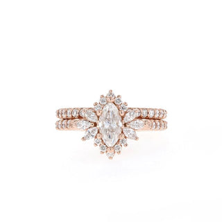 0.5 - 0.9 CT Marquise Cluster Art Deco Moissanite Bridal Ring Set