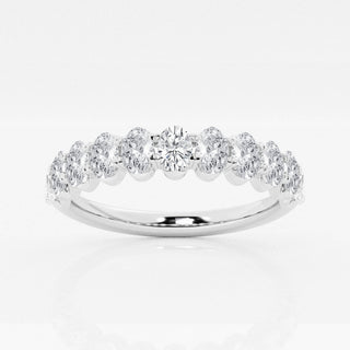 Alliance de mariage semi-éternité en or avec diamants de laboratoire ovales F-VS2 