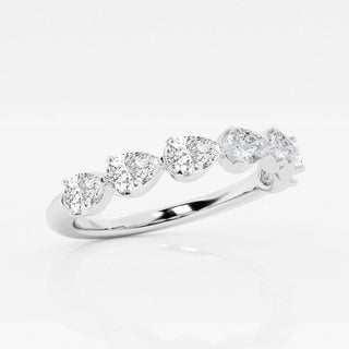 Alliance de mariage semi-éternité flottante en diamants de laboratoire Pear F-VS2 