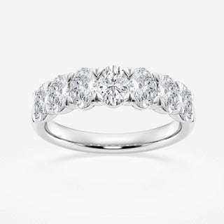 Alliance de mariage ovale à sept pierres avec diamants synthétiques F-VS2