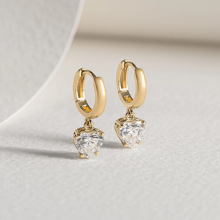 Boucles d'oreilles pendantes en diamants et moissanite taille cœur pour femmes