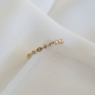 0.25 TCW Round and Marquise Cut Bezel Moissanite Wedding Band