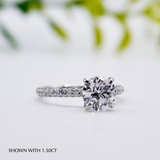 Round Cut Hidden Halo Diamond Moissanite Engagement Ring For Women