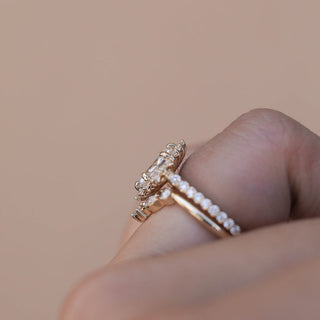 Juego de anillos de boda con diamantes de moissanita en racimo marquesa de 0,75 quilates