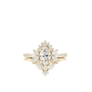 0.75CT Marquise Cluster Moissanite Diamond Wedding Ring Set