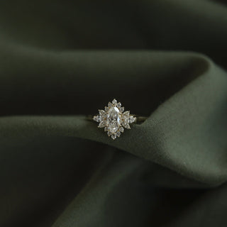 1.0CT Cathedral Set Marquise Cluster Moissanite Diamond Engagement Ring