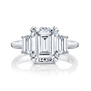 3.80CT Emerald Cut 3 Stone Moissanite Diamond Engagement Ring - ELITE CARAT