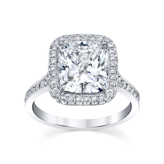 3.12ct Radiant Cut Halo Pave Moissanite Diamond Engagement Ring