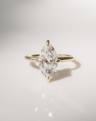 2.0 -4.0 Carats Marquise Shaped CVD Diamond Solitaire Style Engagement Ring