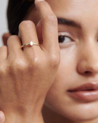 Bague de fiançailles avec diamant solitaire CVD en forme de poire de 0,15 carat