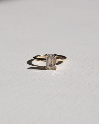 Bague de fiançailles solitaire avec diamant CVD et émeraude de 1,5 à 3,5 ct