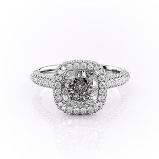 1.8 CT Cushion Shaped Moissanite Halo Engagement Ring