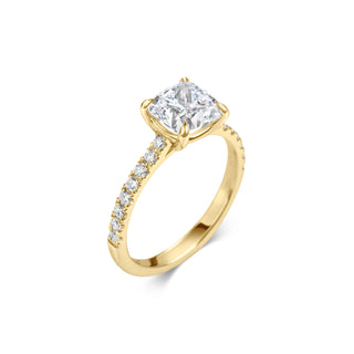 2.0 CT Cushion F- VS1 Diamond Pave Engagement Ring