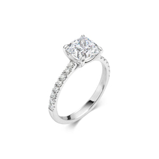 2.0 CT Cushion F- VS1 Diamond Pave Engagement Ring