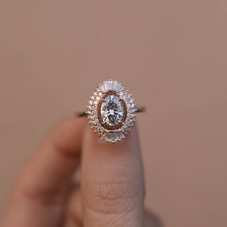 Bague de fiançailles avec solitaire en moissanite ovale et diamant unique de 1,70 ct