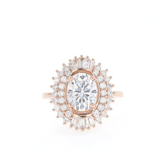 Bague de fiançailles avec solitaire en moissanite ovale et diamant unique de 1,70 ct