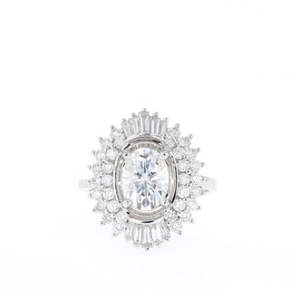 Bague de fiançailles avec solitaire en moissanite ovale et diamant unique de 1,70 ct