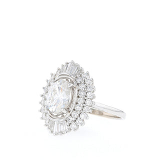 Bague de fiançailles avec solitaire en moissanite ovale et diamant unique de 1,70 ct