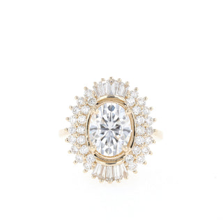 Bague de fiançailles avec solitaire en moissanite ovale et diamant unique de 1,70 ct