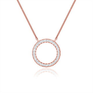 Collier avec pendentif rond en diamant et moissanite de 0,23 TCW