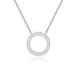 Collier avec pendentif rond en diamant et moissanite de 0,23 TCW