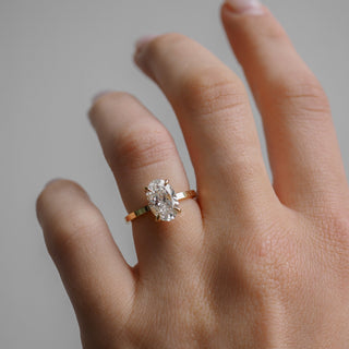 Bague de fiançailles avec solitaire en diamant CVD de forme ovale de 1,0 à 3,0 carats