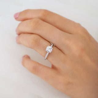 1.50 CT Round Shaped Moissanite Hidden Halo Engagement Ring