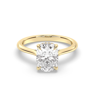 1.0 CT Elongated Cushion E-VS1 Diamond Hidden Halo Engagement Ring