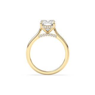 Bague de fiançailles avec halo caché en diamant E-VS1 de forme coussin allongée de 1,0 ct