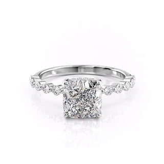 Bague de fiançailles en moissanite taille coussin de 2,15 ct avec halo caché et pavé