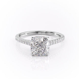 2.15 CT Cushion Cut Pave Setting Moissanite Engagement Ring