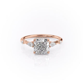 Bague de fiançailles en moissanite à trois pierres taille coussin de 2,15 ct