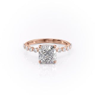 Bague de fiançailles en moissanite taille coussin de 2,15 ct avec halo caché et pavé