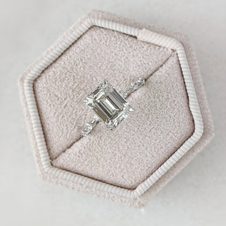 3.20CT Emerald Cut Moissanite Space Pave Diamond Engagement Ring - ELITE CARAT