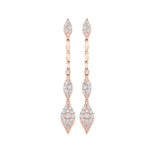 Boucles d'oreilles longues en forme de goutte avec diamants et moissanite ronde de 1,22 TCW